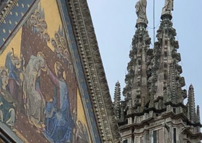The panoramic rooftop viewing terrace on top of the Duomo looking over the city.